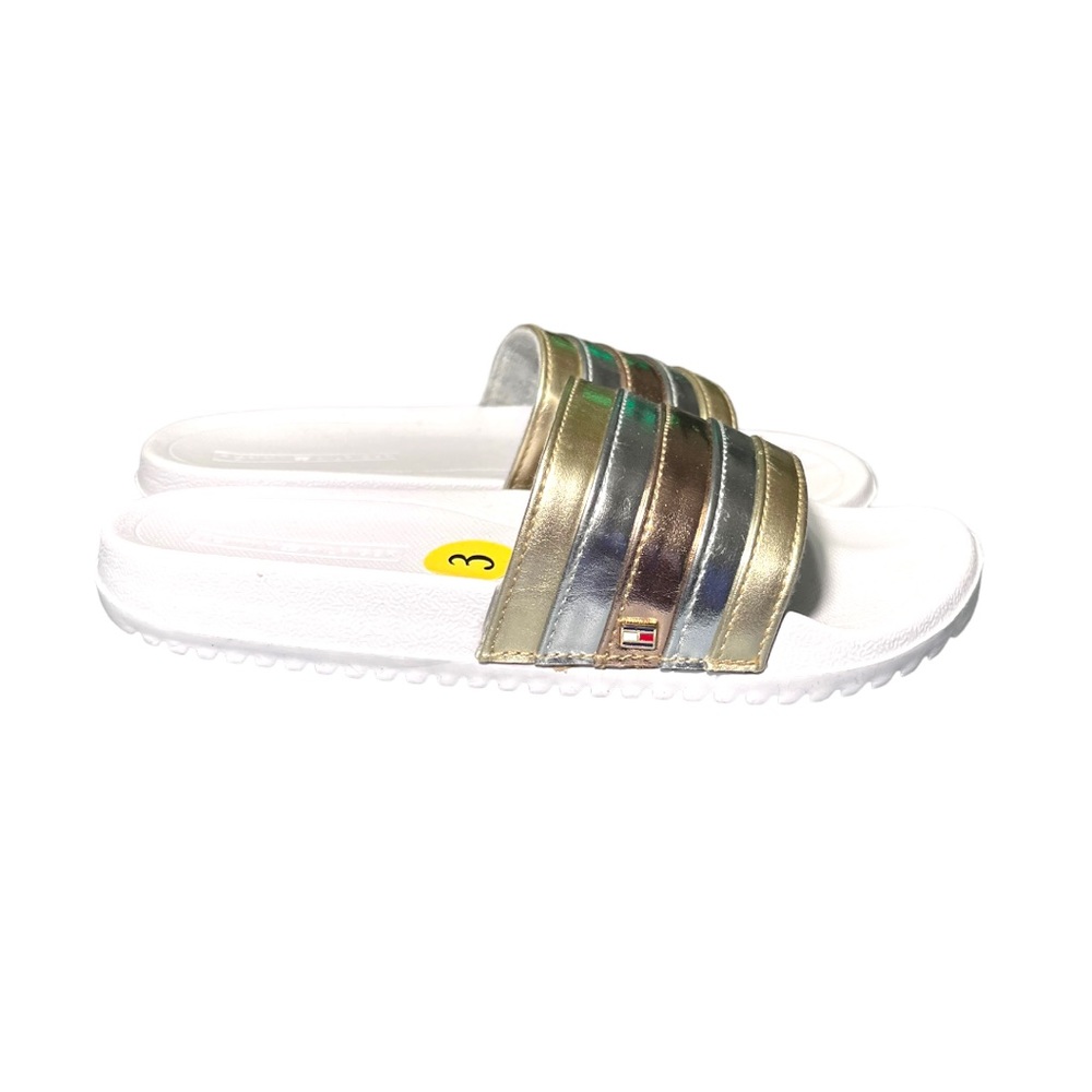 Tommy Hilfiger Kids Gold, Silver, & Copper Rainbow Slides - Picture 6 of 6